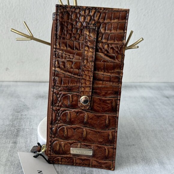 Brahmin Card Case Mystical Ombre Melbourne Wallet Croc-Embossed Leather Brown - Picture 3 of 14